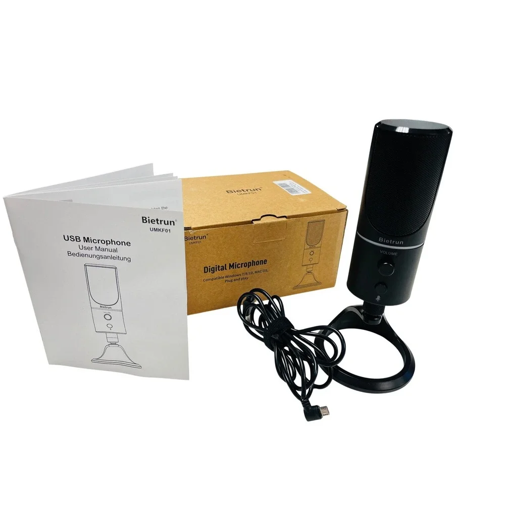Bietrun Digital USB Microphone UMKF01 Black Gaming Podcast Recording Mic OPEN